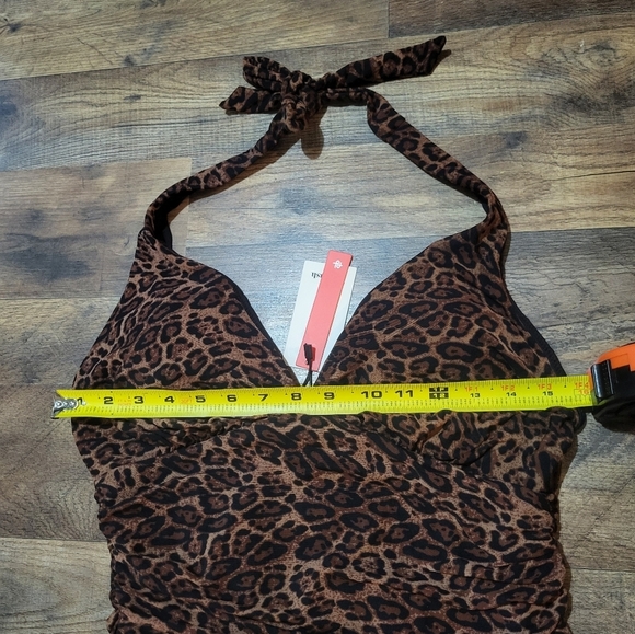 Popilush Leopard Print V Neck Halter Tummy Control One Piece Swimsuit Size L - Picture 10 of 12